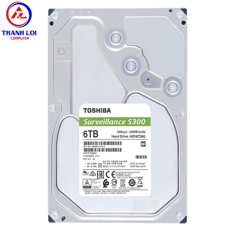 Ổ cứng Camera Toshiba S300 Surveillance 6TB 7200rpm 256Mb - Chính Hãng