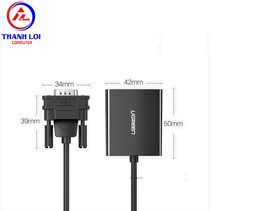 Cáp chuyển VGA to HDMI tích hợp Audio Ugreen 60814