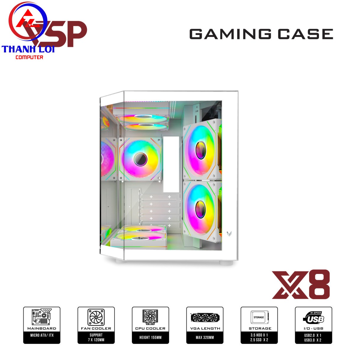 Vỏ Case Máy Tính X8 Trắng