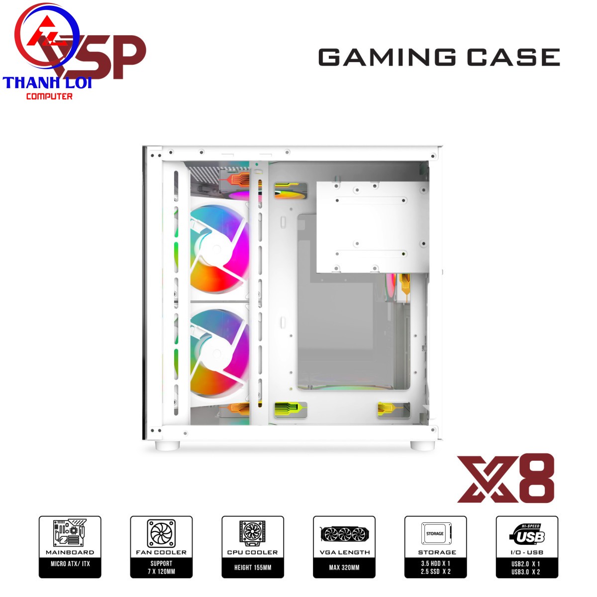 Vỏ Case Máy Tính X8 Trắng