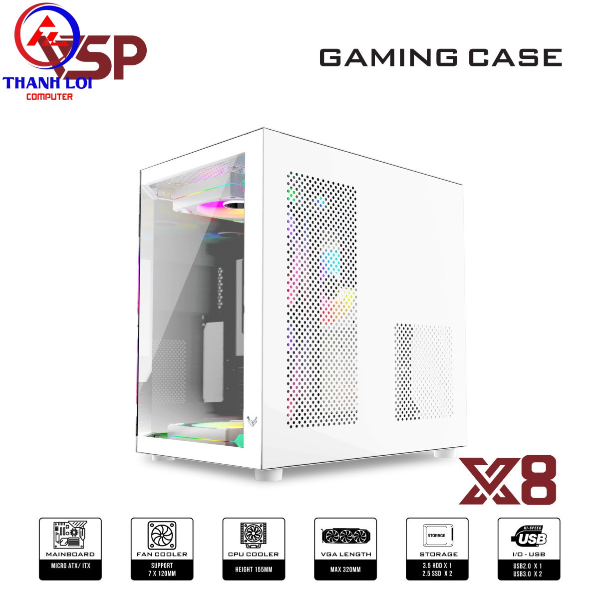 Vỏ Case Máy Tính X8 Trắng