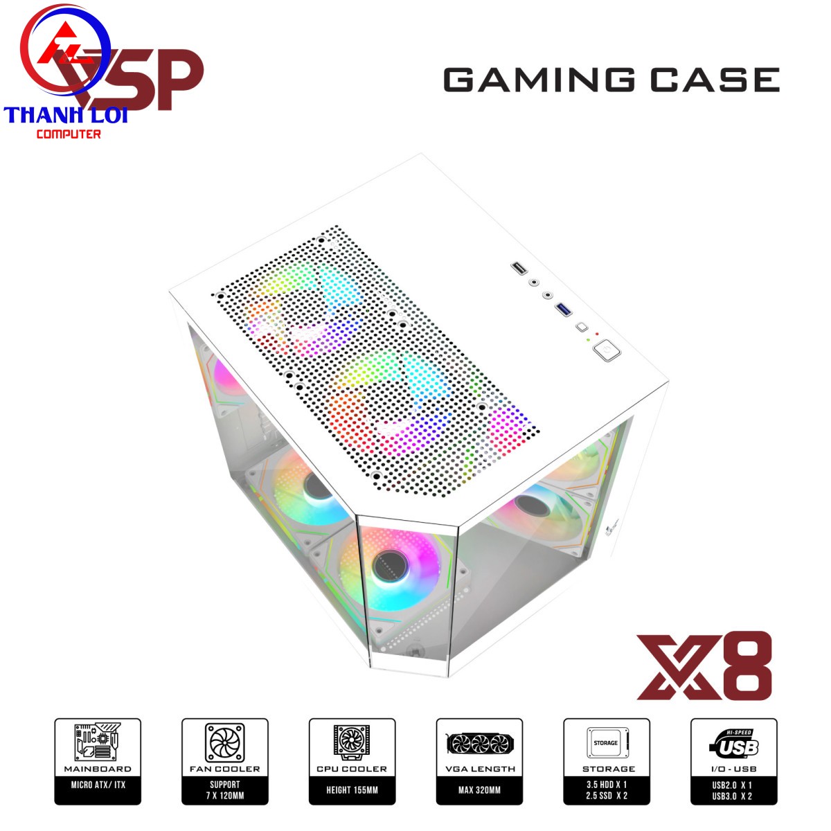 Vỏ Case Máy Tính X8 Trắng