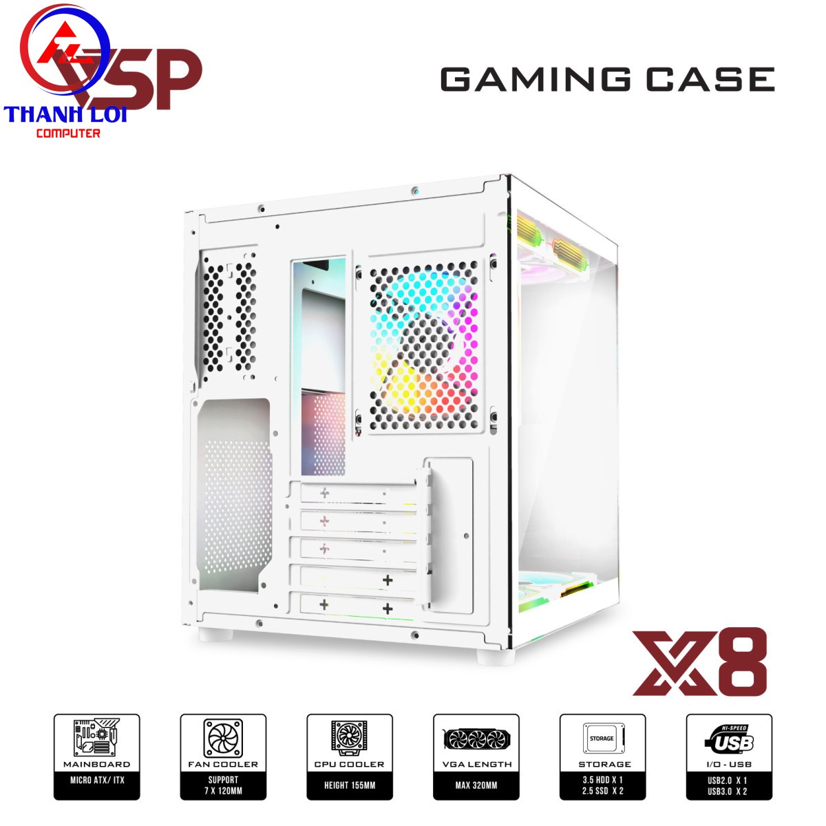 Vỏ Case Máy Tính X8 Trắng