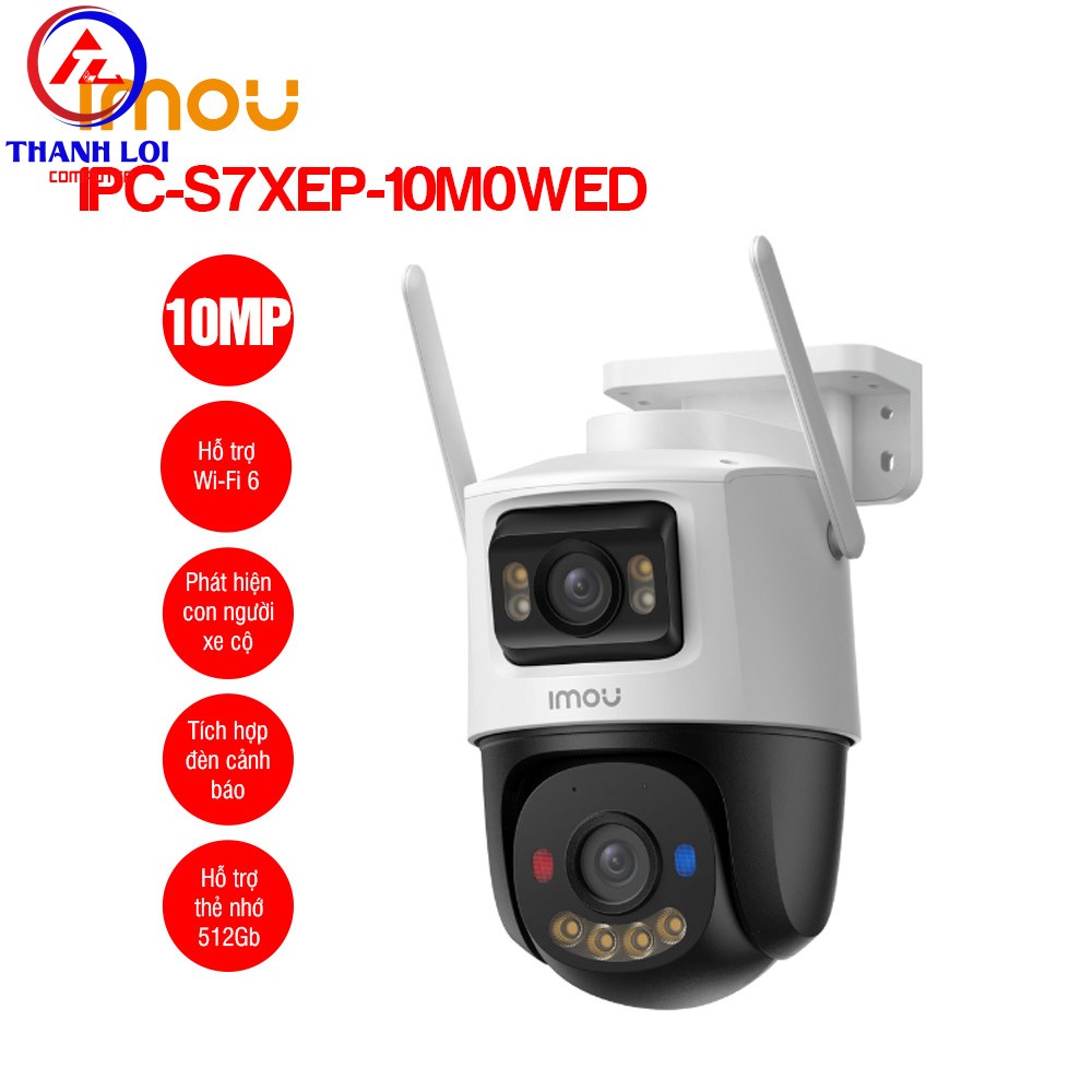Camera wifi ngoài trời 2 ống kính Imou IPC-S7XEP-10M0WED (Cruiser Dual 2 10M) - Tặng thẻ nhớ 64Gb