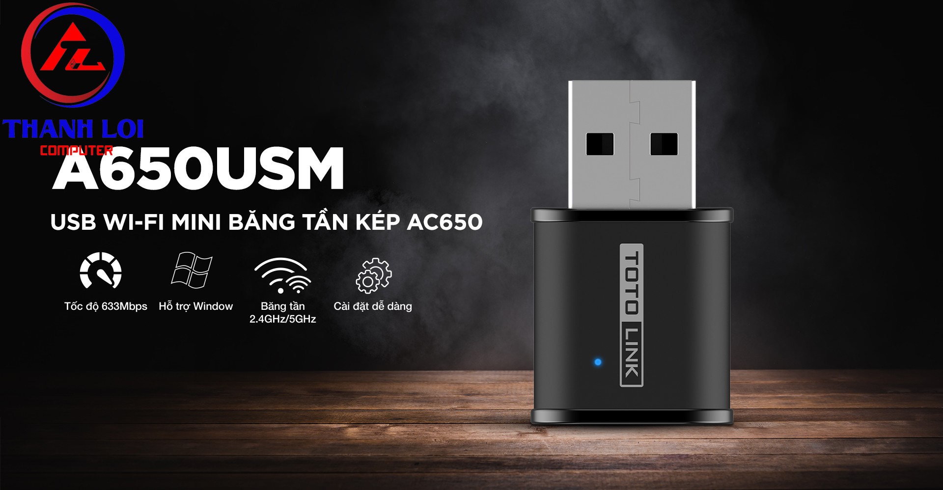 TotoLink A650USM - USB Wi-Fi mini băng tần kép AC650