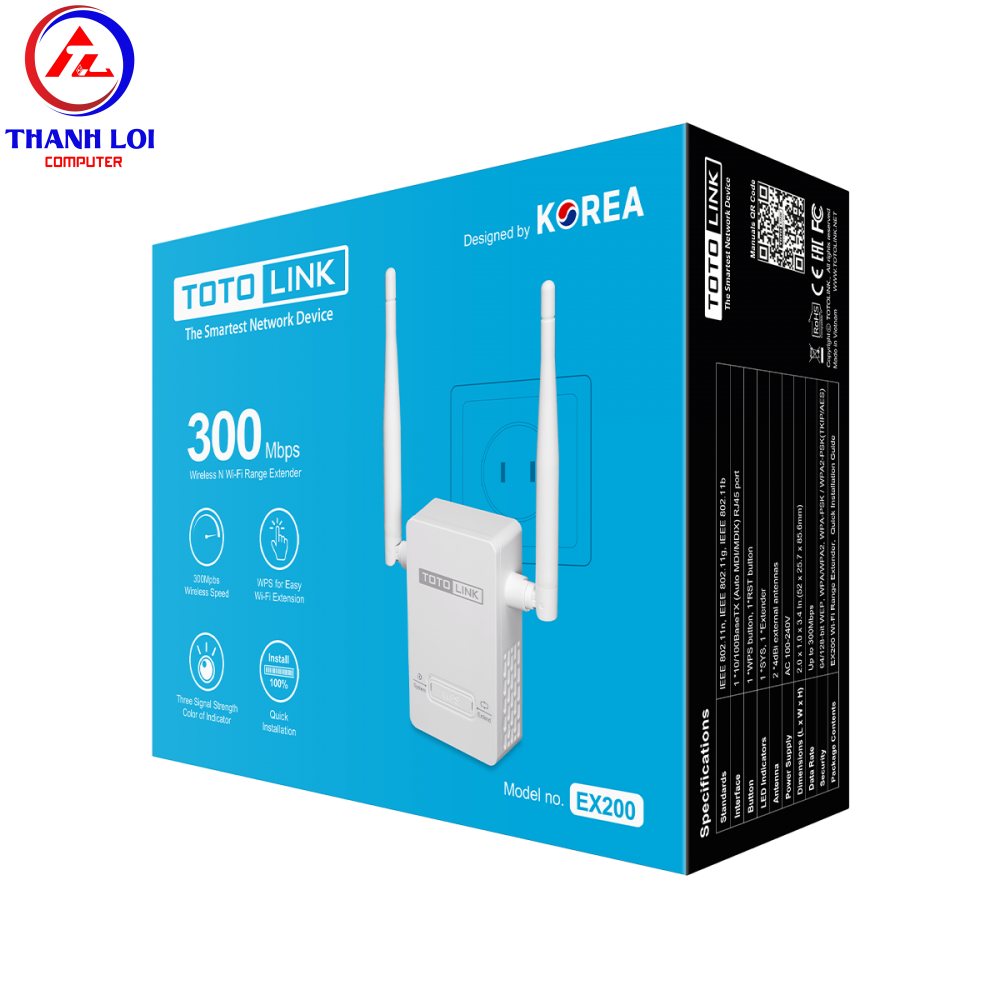 TotoLink EX200 - Mở rộng sóng Wi-Fi chuẩn N 300Mbps