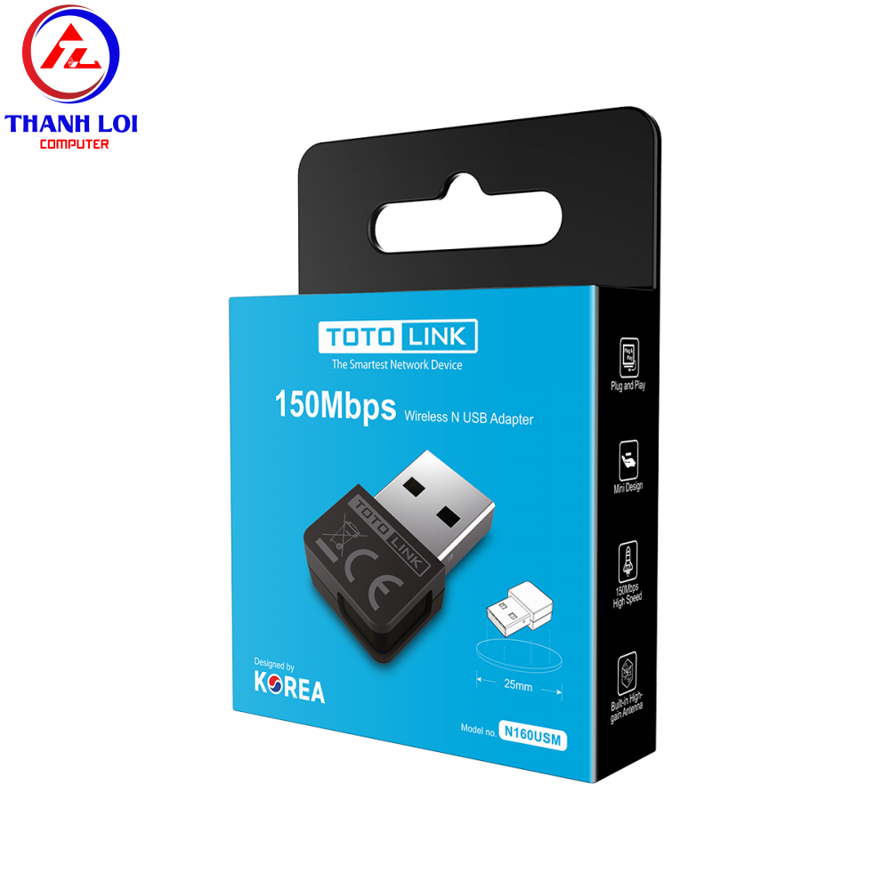 Toto Link N160USM - USB Wi-Fi siêu nhỏ chuẩn N 150Mbps