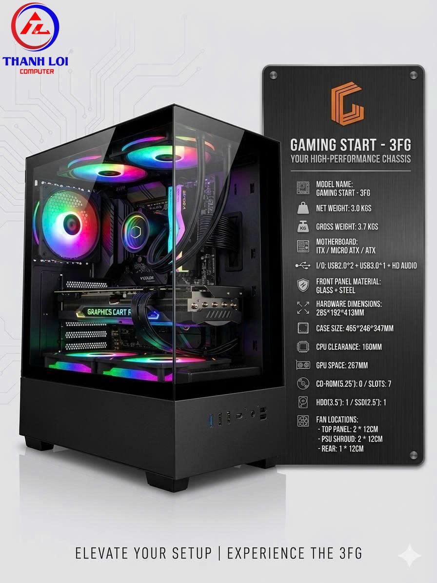 Vỏ Case máy tính Gaming Start 3FG - Black